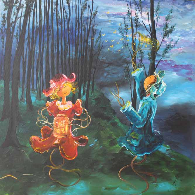 “Ateş Böcekleri”, Tuval Üzerine Akrilik, 2017 76x76 cm.