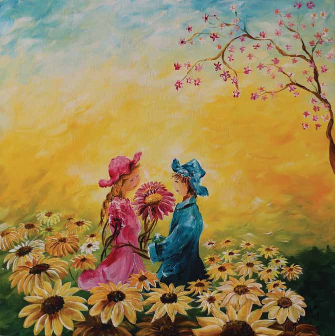 “Ay Çiçekleri”, T.Ü. Akrilik, 2017, 40x40 cm.