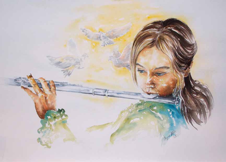 Flüt Sonat Kağıt Üzerine Suluboya 50x70 cm. 2015