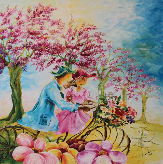 “İlkbahar”, T.Ü. Akrilik, 2017, 92x92 cm.