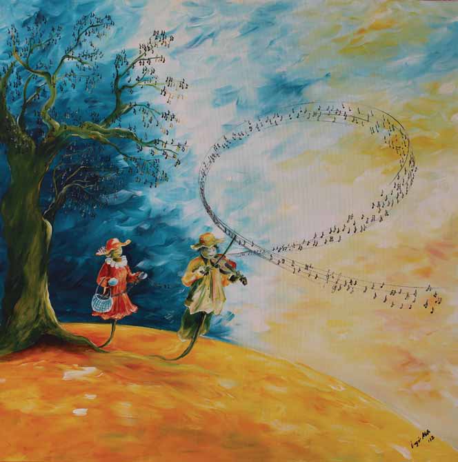 “Mutluğun Bestesi”, T.Ü. Akrilik, 2017, 76x76 cm.