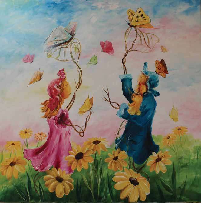 “Mutluluk”, T.Ü. Akrilik, 2017, 102x102 cm.