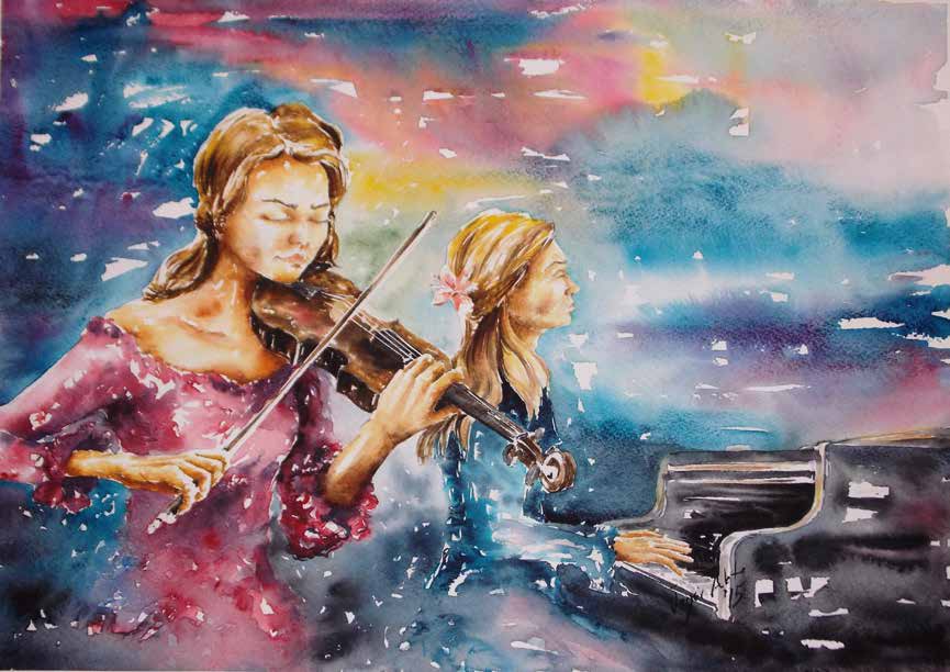 Müzikteki Renkler Kağıt Üzerine Suluboya 50x70 cm. 2015