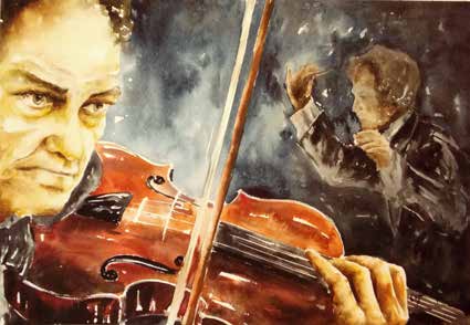 Orkestra Müzisyeni Kağıt Üzerine Suluboya 35x50 cm. 2015