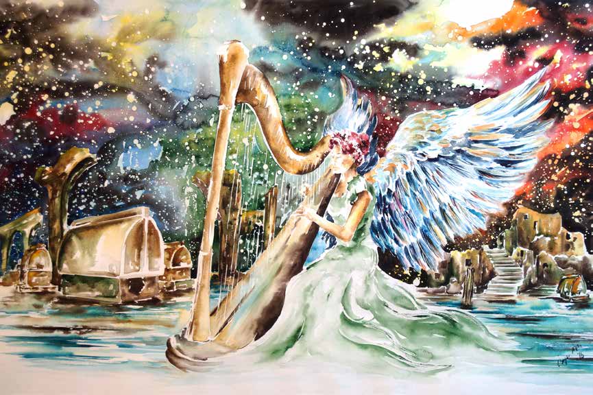 Ruhlar İçin Müzik-Kağıt Üzerine Suluboya-75x110 cm.-2016