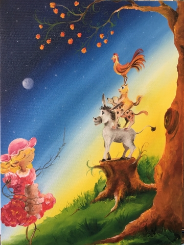 'The World Of Children'' -Town Musicions Of Bremen- 40x30cm Oıl Color On Canvas 2020