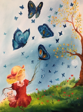 ''The World Of Children'' - Butterflies- 40x30cm Oil Color On Canvas 2020