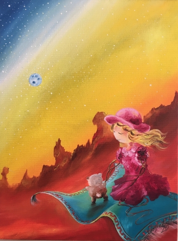 ''The World Of Children'' - Magic Carpet- 40x30cm Oil Color On Canvas 2020