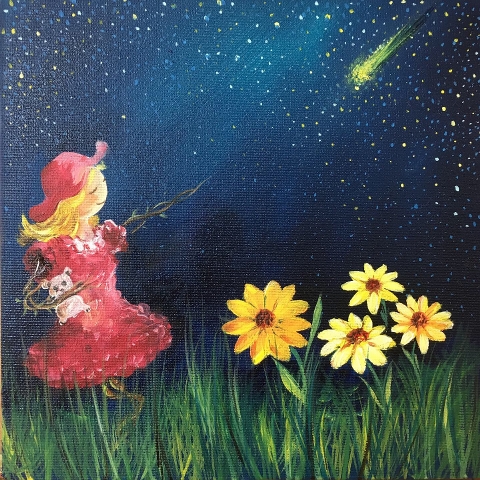 ''The World Of Children'' - Make A Wish- 20x20cm Oil Color On Canvas 2020