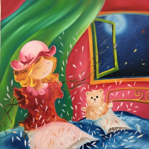 ''The World Of Children'' - Pillow Game- 40x40cm Oil Color On Canvas 2020