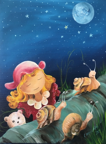 ''The World Of Children'' -Snails- 40x30cm Oil Color On Canvas 2020